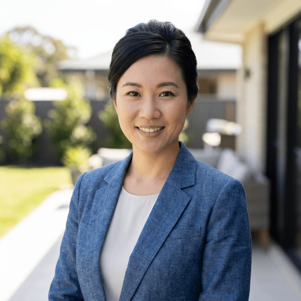 Alex Kim, clinical dietitian, standing in a modern Toronto clinic with a friendly expression