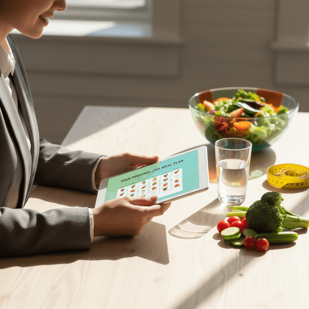 Dietitian reviewing a client meal plan